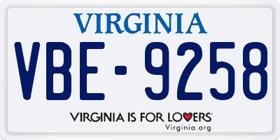 VA license plate VBE9258