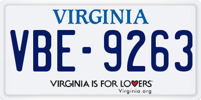 VA license plate VBE9263