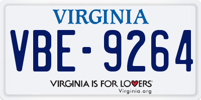 VA license plate VBE9264