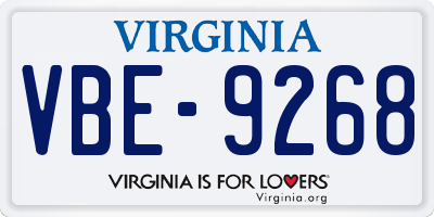 VA license plate VBE9268