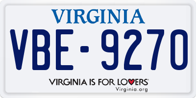 VA license plate VBE9270