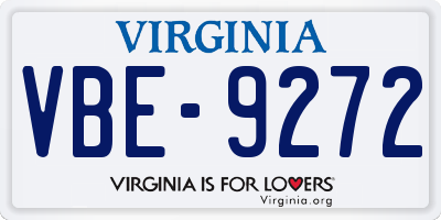 VA license plate VBE9272