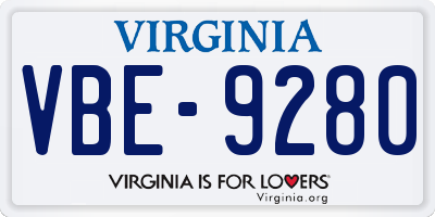 VA license plate VBE9280