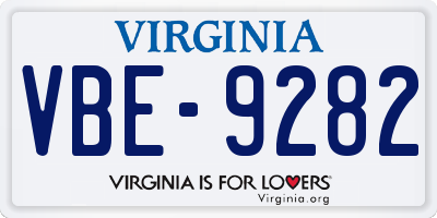 VA license plate VBE9282