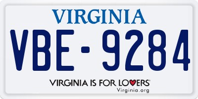 VA license plate VBE9284