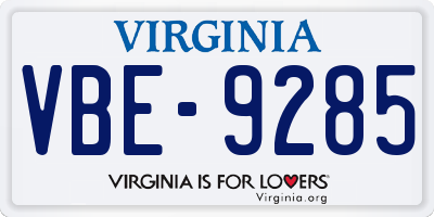 VA license plate VBE9285