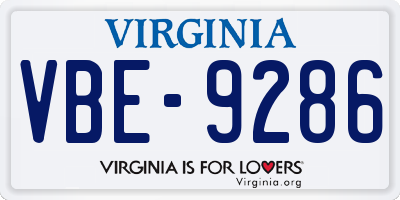 VA license plate VBE9286