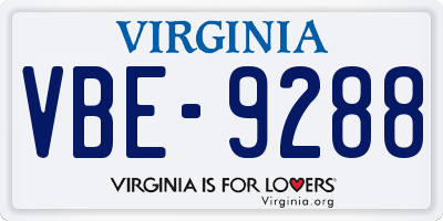 VA license plate VBE9288