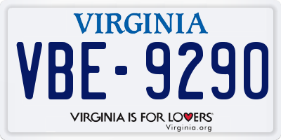 VA license plate VBE9290