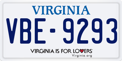 VA license plate VBE9293