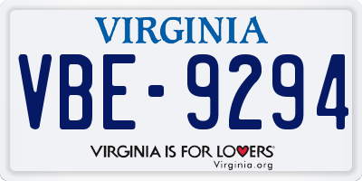 VA license plate VBE9294