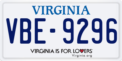 VA license plate VBE9296