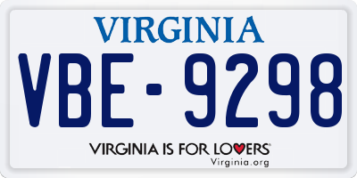 VA license plate VBE9298