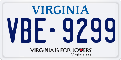 VA license plate VBE9299