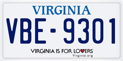 VA license plate VBE9301
