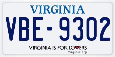 VA license plate VBE9302