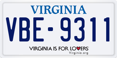 VA license plate VBE9311