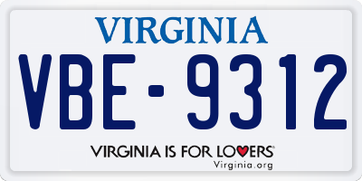 VA license plate VBE9312