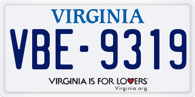 VA license plate VBE9319