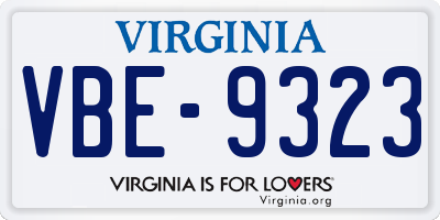 VA license plate VBE9323