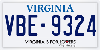 VA license plate VBE9324