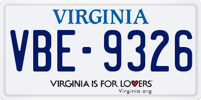 VA license plate VBE9326