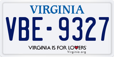 VA license plate VBE9327