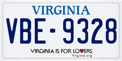 VA license plate VBE9328