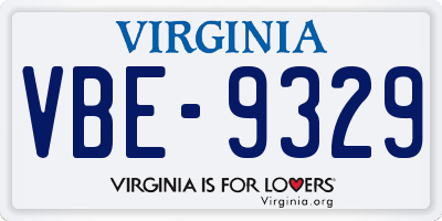 VA license plate VBE9329