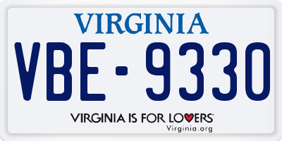 VA license plate VBE9330