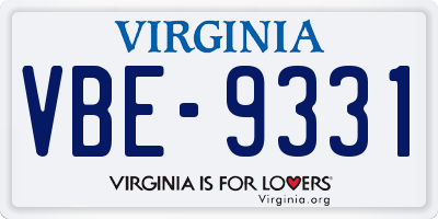 VA license plate VBE9331