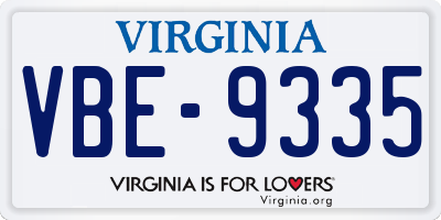 VA license plate VBE9335
