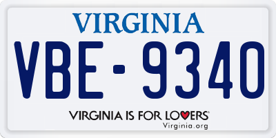 VA license plate VBE9340