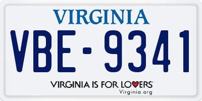 VA license plate VBE9341