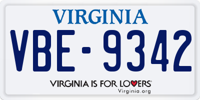 VA license plate VBE9342