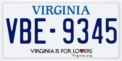 VA license plate VBE9345