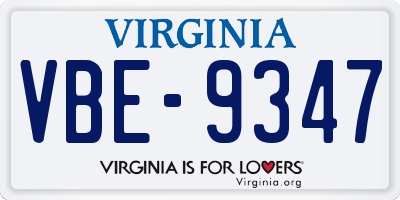 VA license plate VBE9347