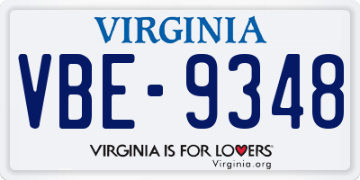 VA license plate VBE9348