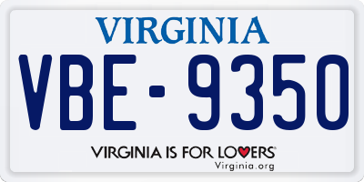 VA license plate VBE9350