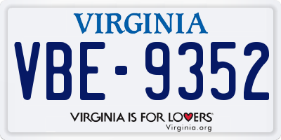 VA license plate VBE9352
