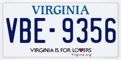 VA license plate VBE9356