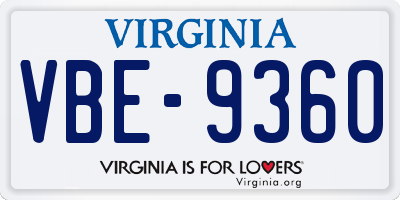 VA license plate VBE9360