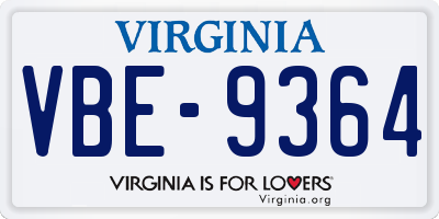 VA license plate VBE9364