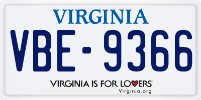 VA license plate VBE9366