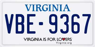 VA license plate VBE9367
