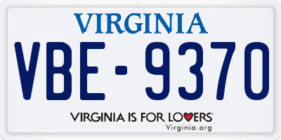 VA license plate VBE9370