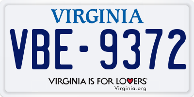 VA license plate VBE9372