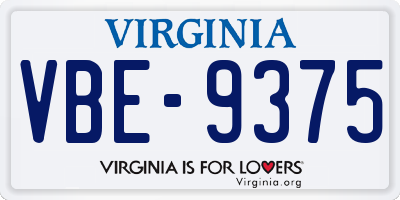 VA license plate VBE9375