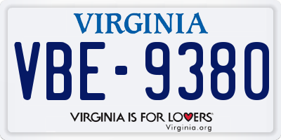 VA license plate VBE9380