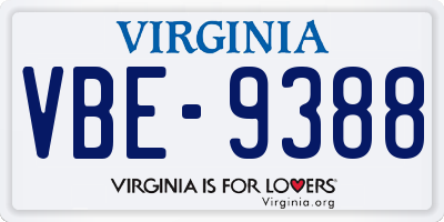 VA license plate VBE9388